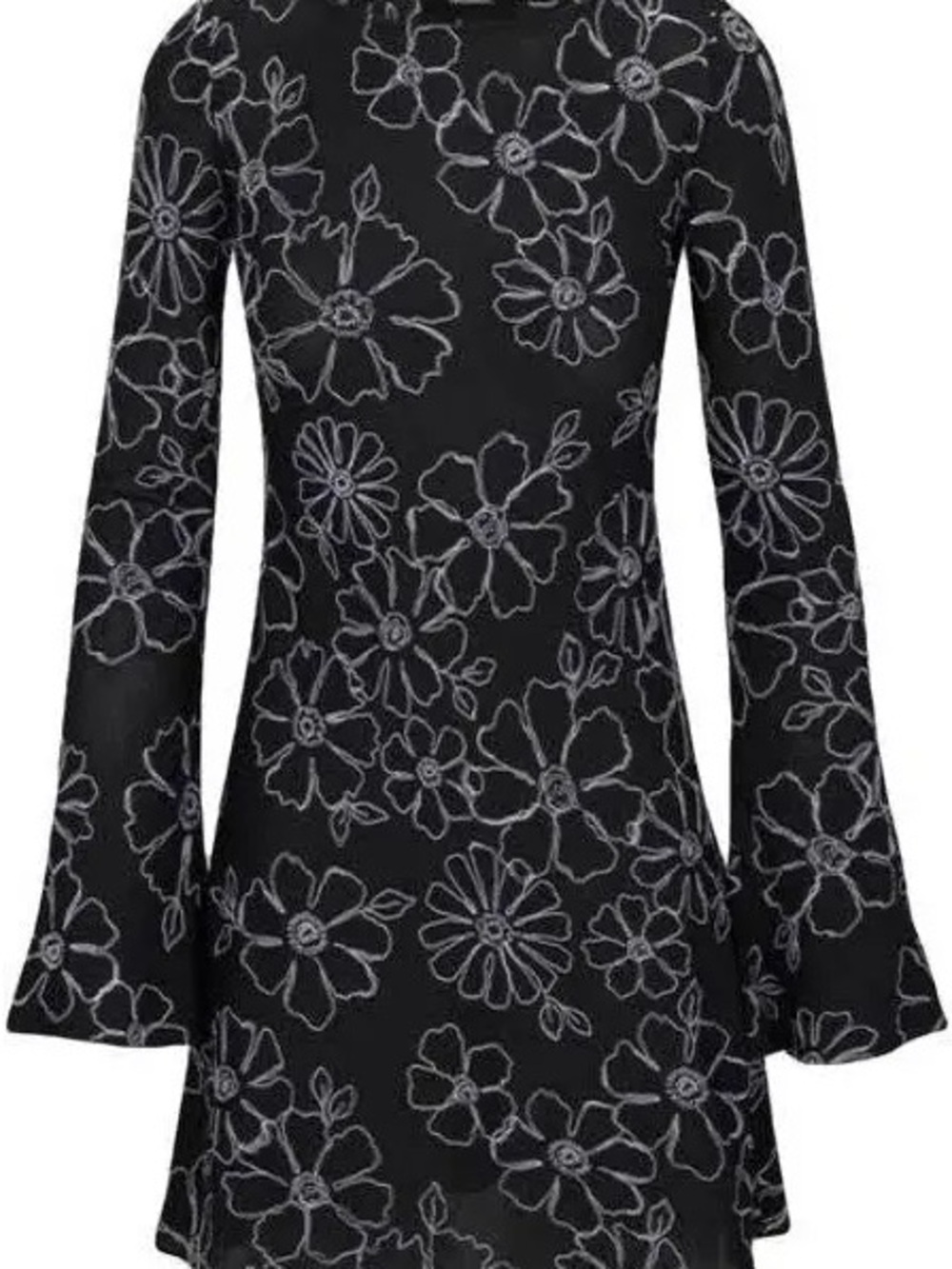 Réalisation Par Black Dress with White Floral Outline
